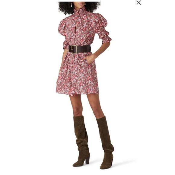 Philosophy di Lorenzo Serafini Red Floral Puff Shoulder Mini Dress - Picture 1 of 12